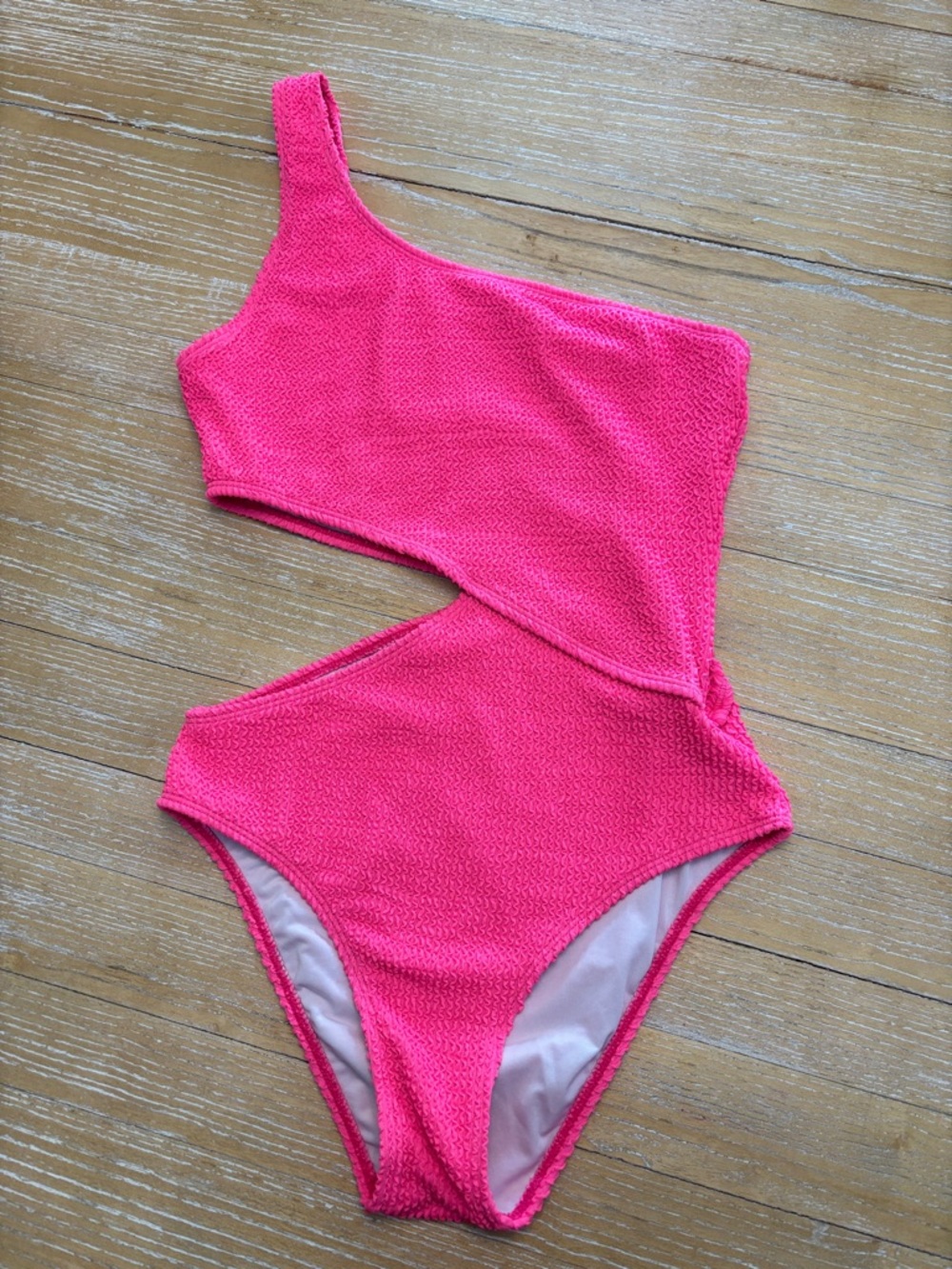 Hot Pink One-Shoulder Cutout Swimsuit